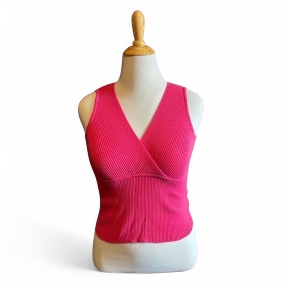 Vintage y2k No Boundaries Women's Medium Rib Knit Tank Top Pink Barbiecore - Picture 2 of 5